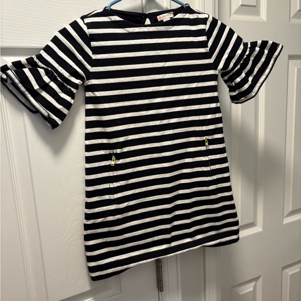 Black and White Striped Kids Dress